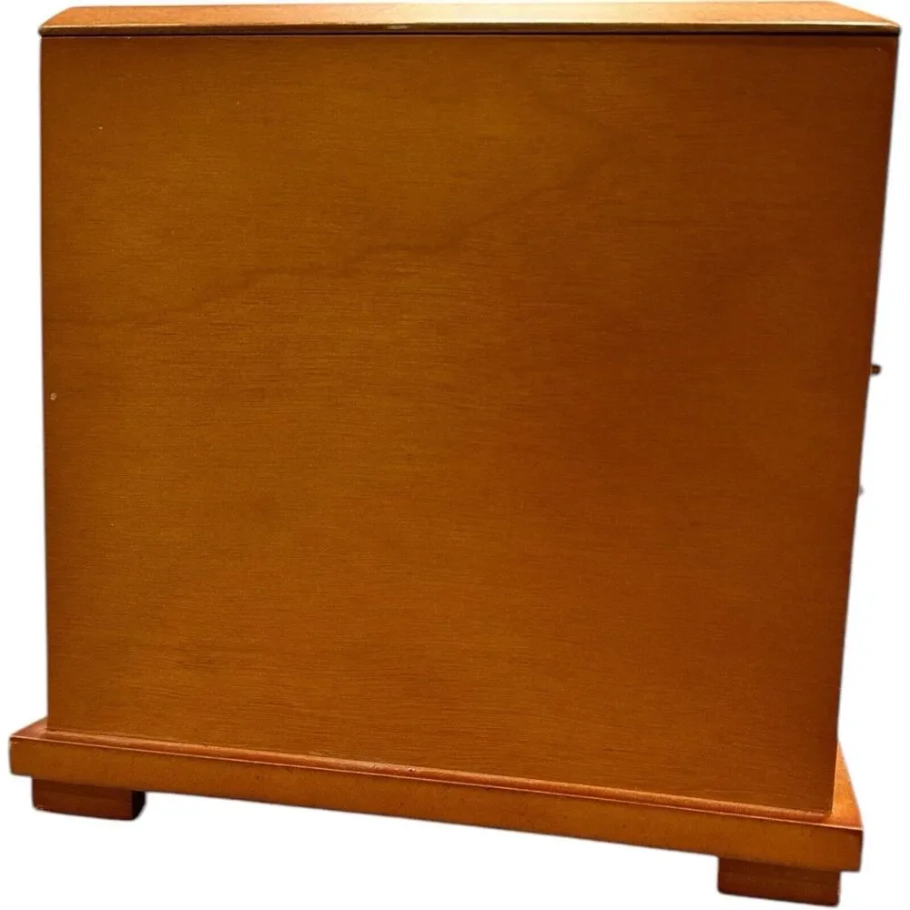 JEWELRY BOX BIRCH WOOD FELT LINED TWO DRAWER HINGED LID COMPARTMENT MIRROR